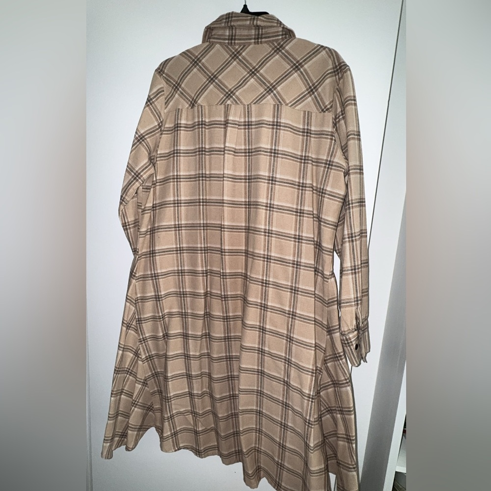 Womens Plaids V Neck Long Sleeve Irregular Hem Casual Shirt Dress